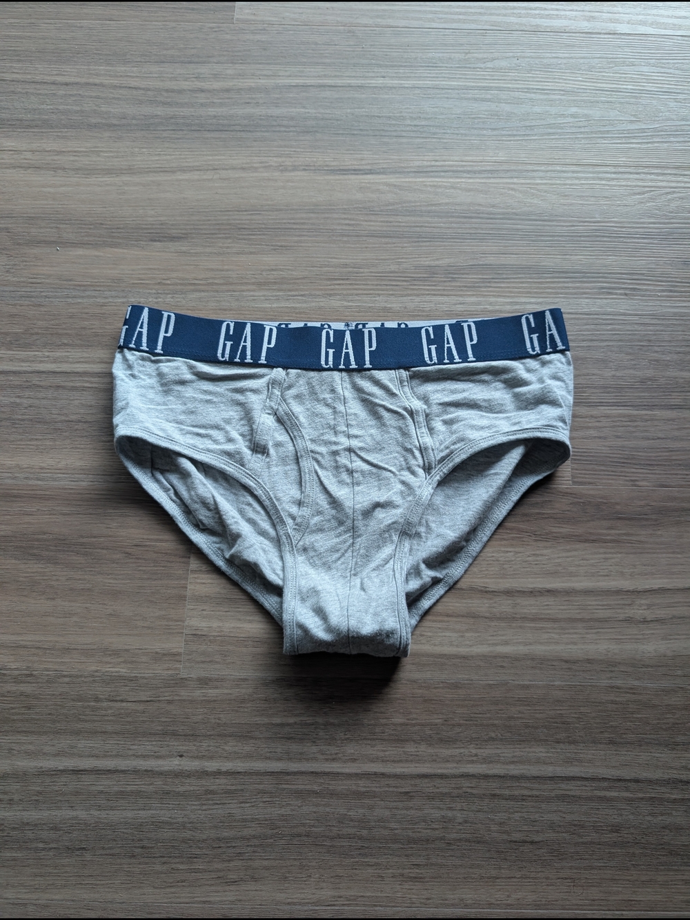 GAP Men's Light Gray Briefs with Navy Logo Waistband